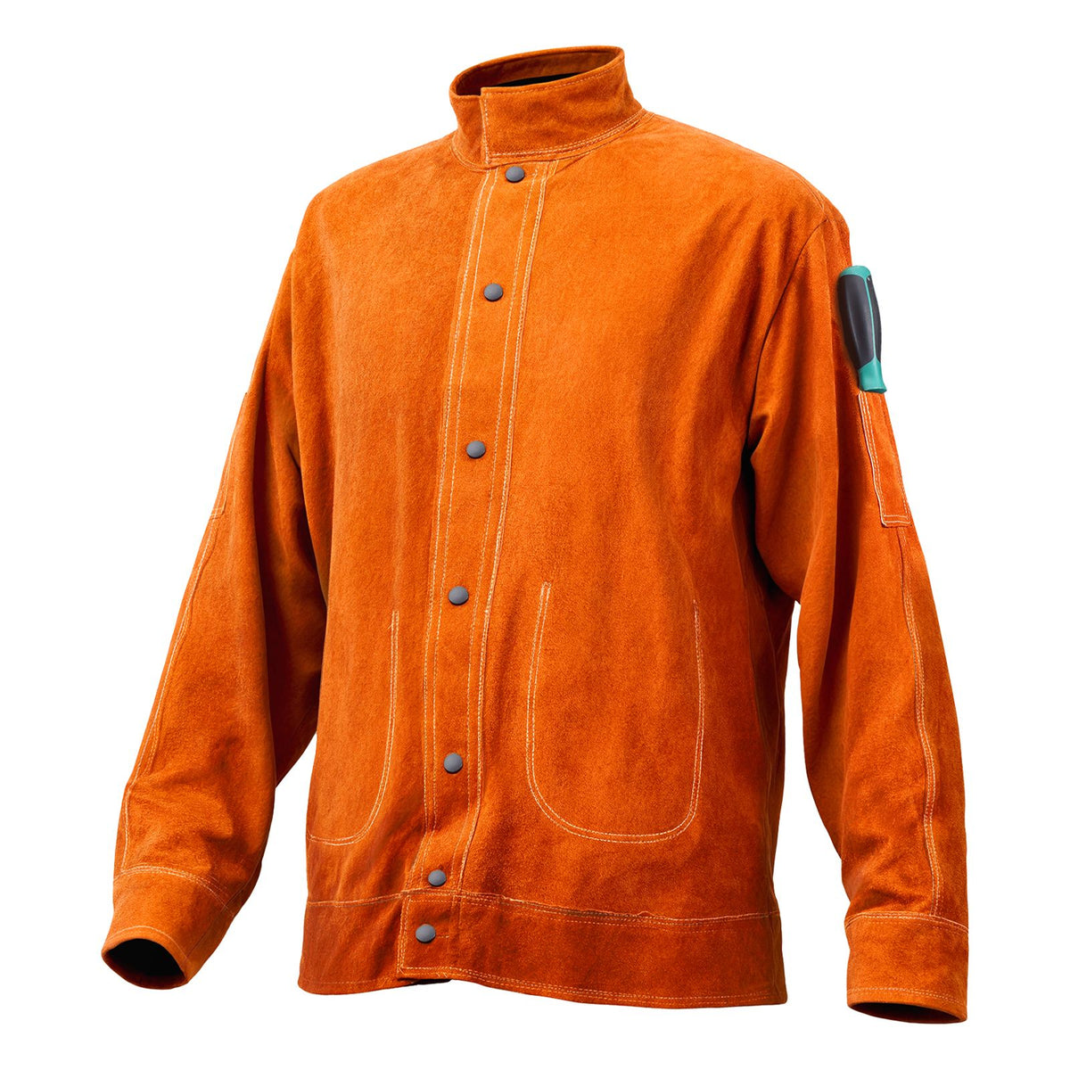 Flame-Resistant Welding Jacket Heavy Duty Leather Welding Jacket L Size