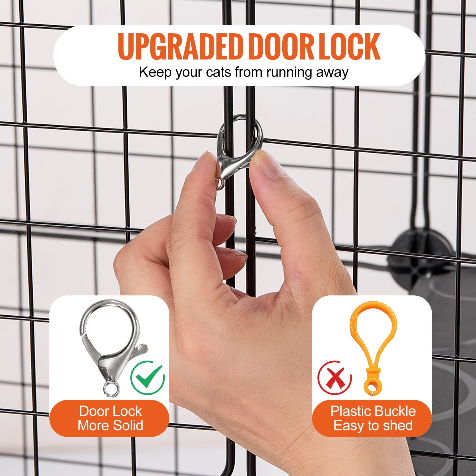 VEVOR Large 3-tier Cat Cage, 28 x 28 x 41", DIY Detachable Metal Wire Durable Cat Enclosure, with Large Hammock 2 Ramp Ladders, Fit for Cats Exercise Indoor & Outdoor, Ease of Assembly, Black