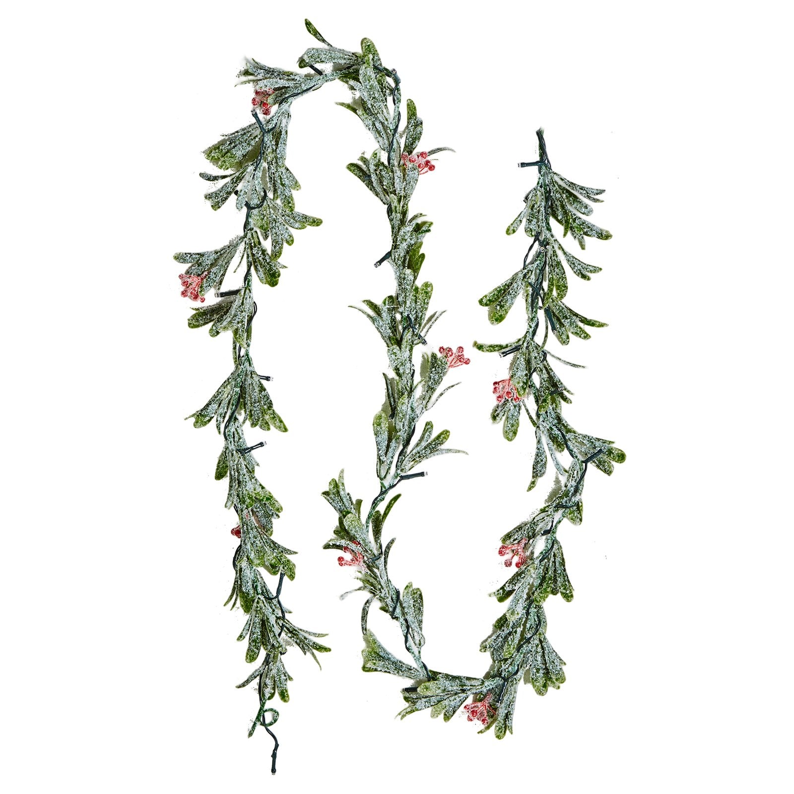 VEVOR Christmas Garland, 2011 mm Realistic Greenery Decorated with Vines, Olive Leaves, and Berries, Evergreen Faux Garlands with Light String for Indoor Outdoor Xmas Decoration on Mantel Fireplace