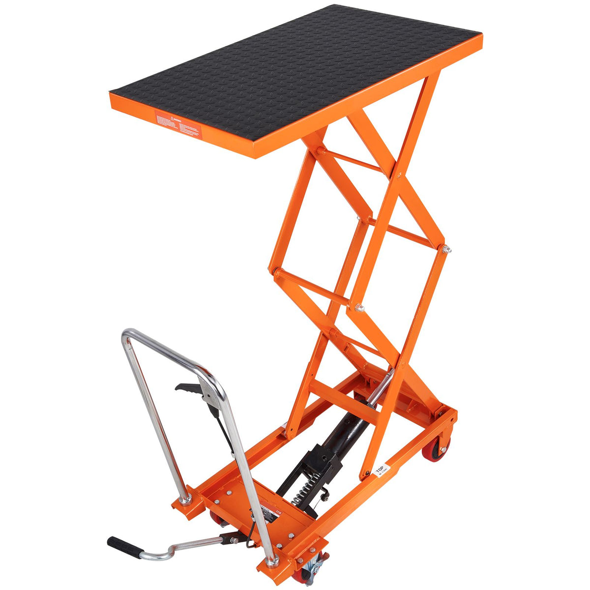 Hydraulic Lift Table Cart, 330lbs Capacity 50" Lifting Height, Manual Double Scissor Lift Table with 4 Wheels and Non-slip Pad, Hydraulic Scissor Cart for Material Handling and Transportation