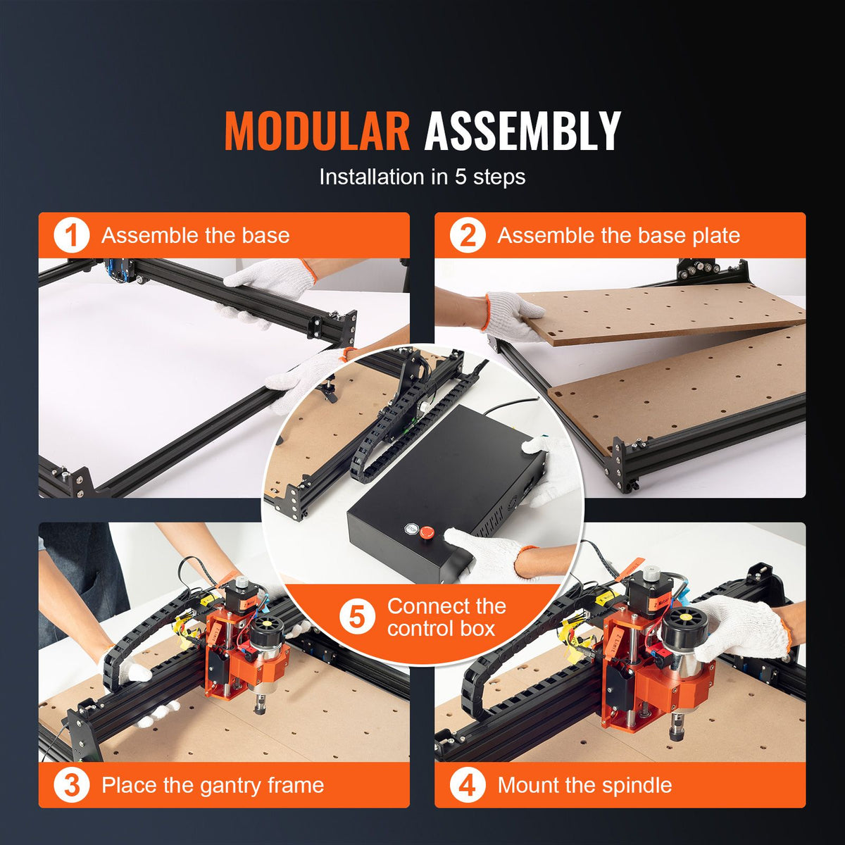 CNC Router Machine, 300W, 3 Axis GRBL Control Wood Engraving Carving Milling Machine Kit, 15.75 x 15.75 x 2.36 in / 400 x 400 x 60 mm Working Area 1200 RPM for Wood Acrylic MDF PVC Plastic Foam