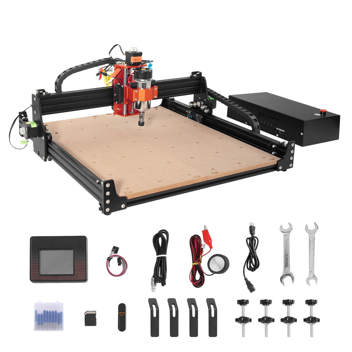 CNC Router Machine, 300W, 3 Axis GRBL Control Wood Engraving Carving Milling Machine Kit, 15.75 x 15.75 x 2.36 in / 400 x 400 x 60 mm Working Area 1200 RPM for Wood Acrylic MDF PVC Plastic Foam