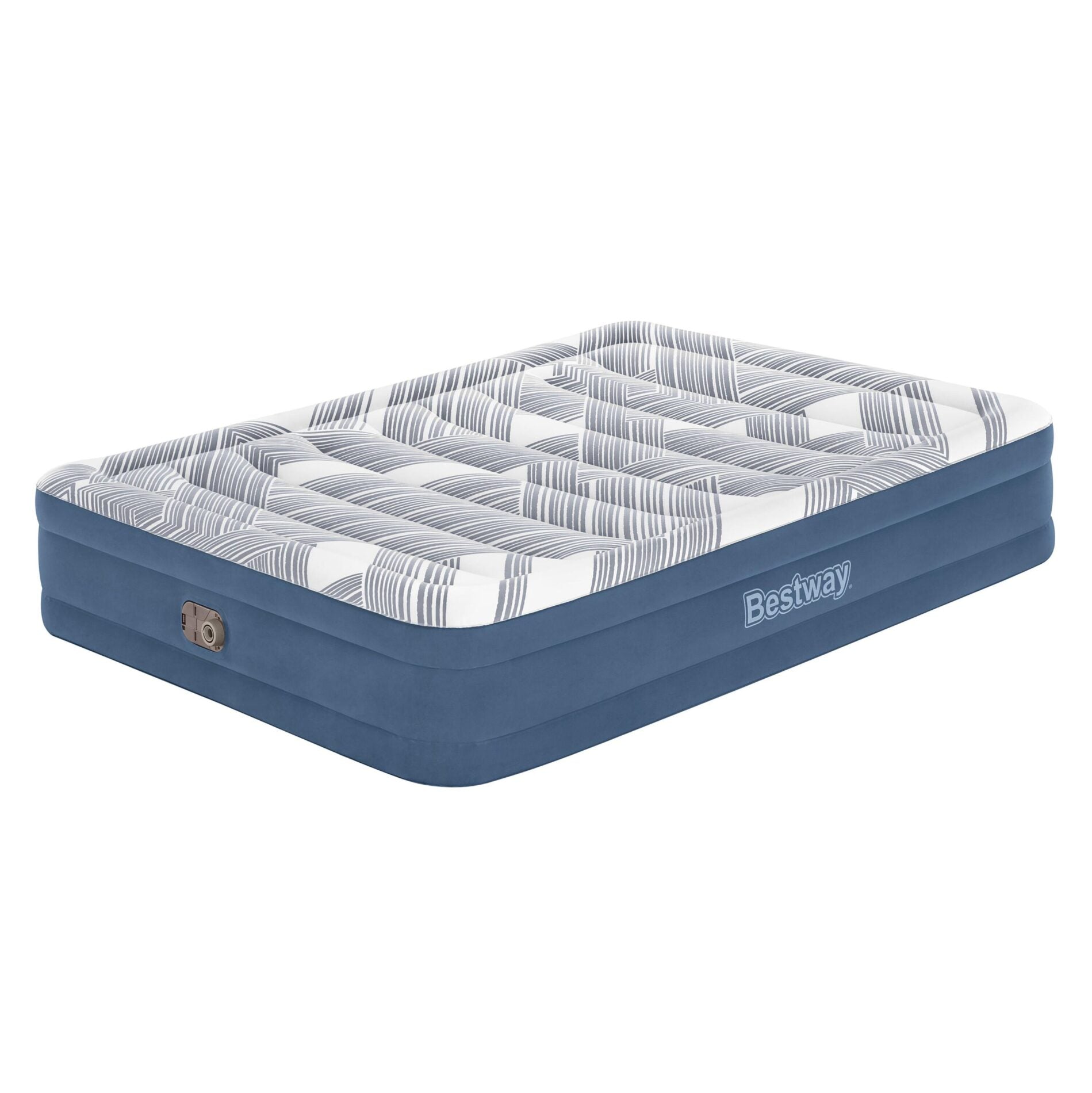 Bestway 2.03m x 1.52m x 36cm Tritech Fashion Flock comfortable inflatable Air Mattress Queen Built-in AC Pump