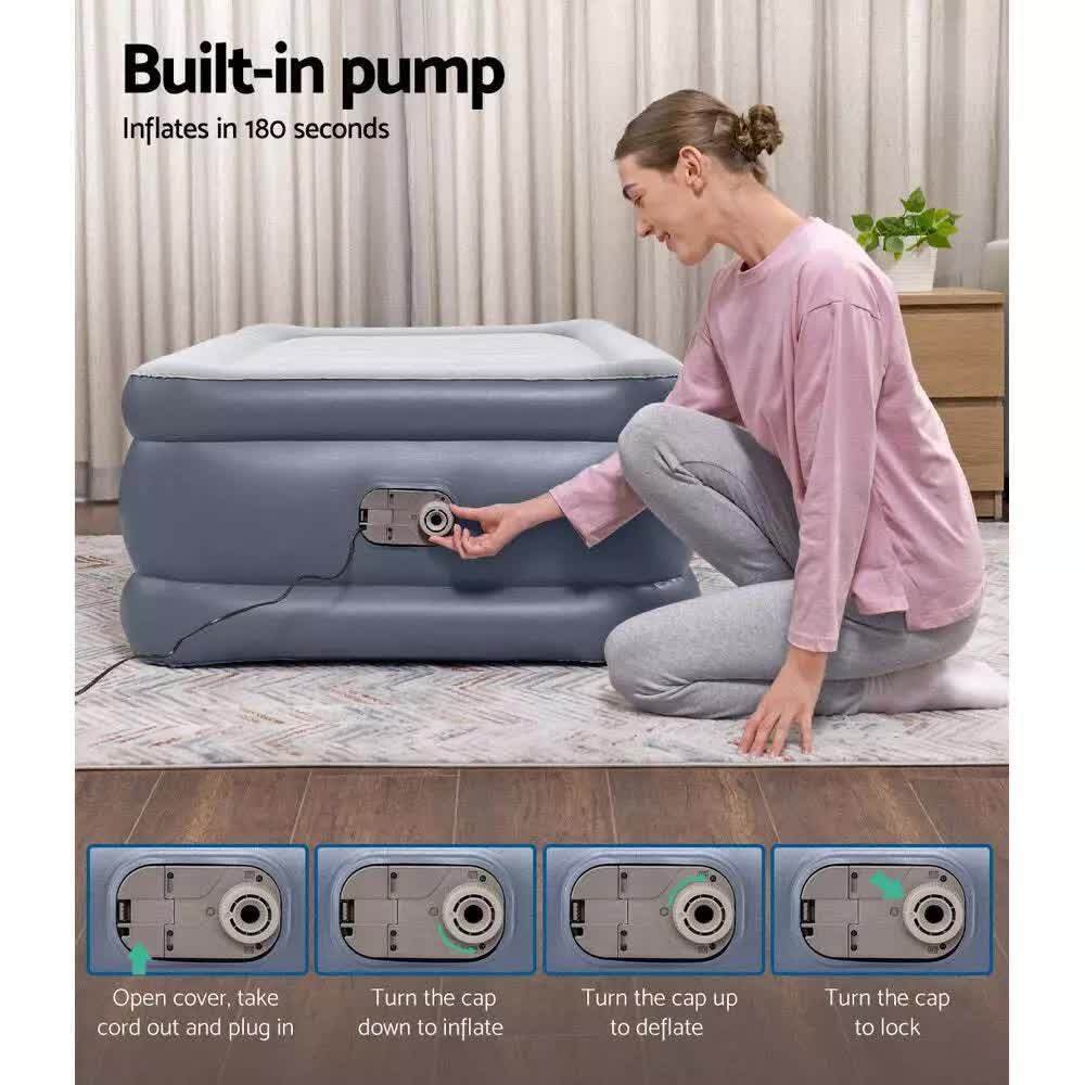 Bestway 1.91m x 97m x 51cm Tritech Air Inflatable Mattress Twin Built-in AC Pump