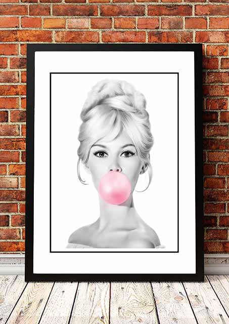 Bridgit Bardot ‘Bubblegum’ Pop Art Poster - Framed A4