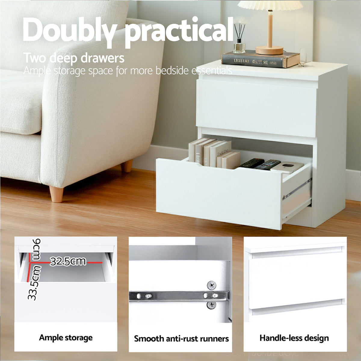 Artiss King Single Bed Frame and Bedside Table