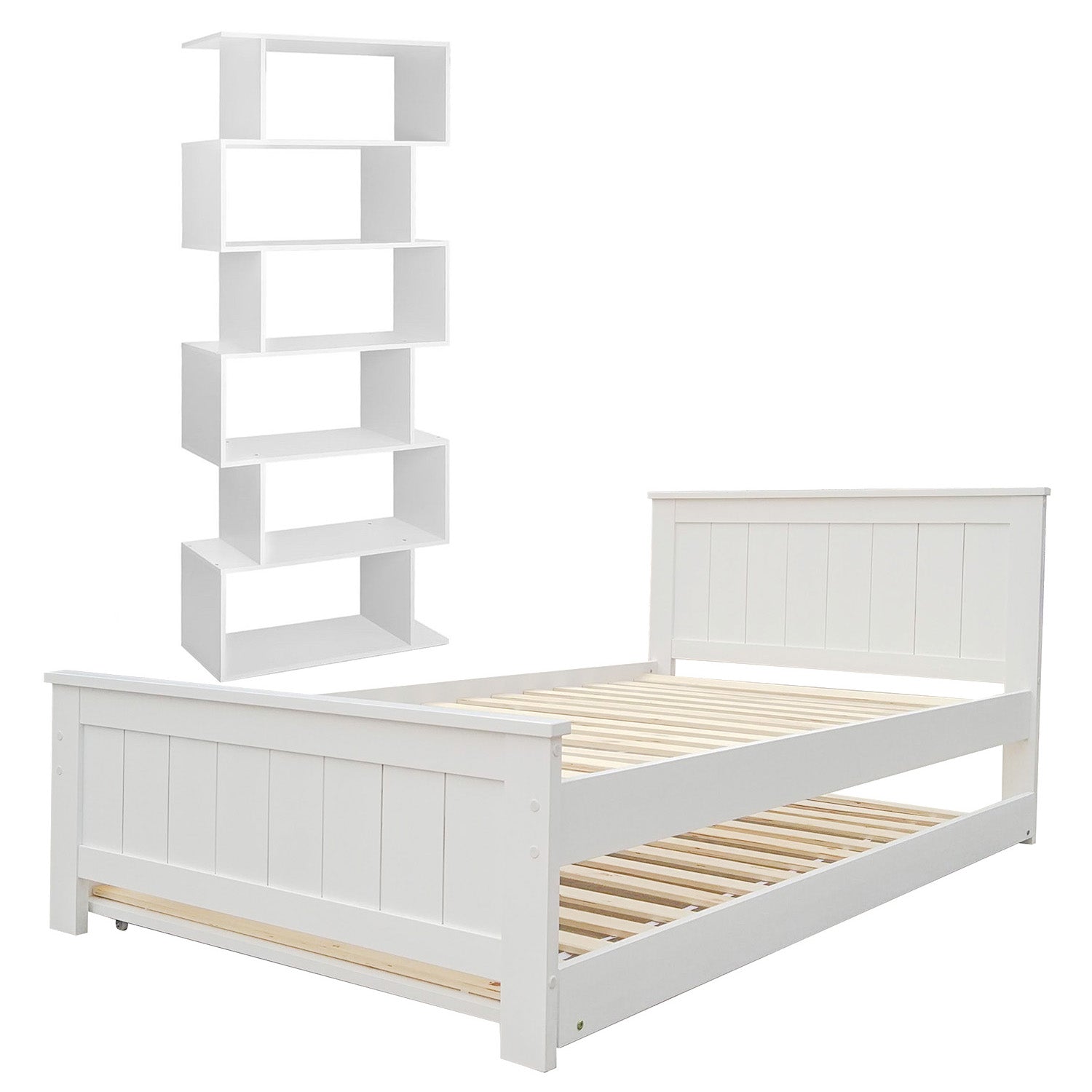 Artiss Bed Frame King Single and Bookshelf