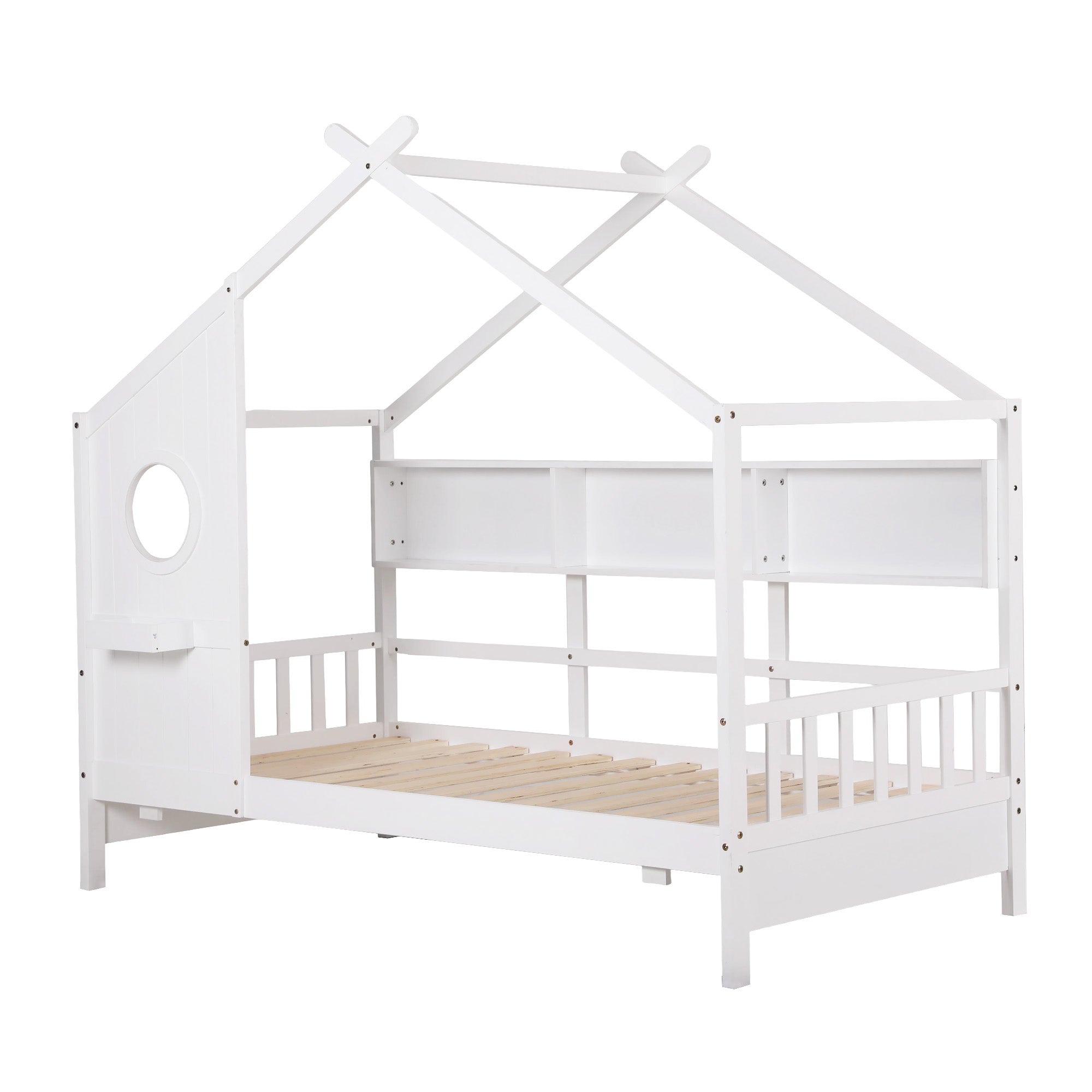 Artiss Kids Single Bed Frame House Bed Solid Wood Montessori Bed for Toddler White