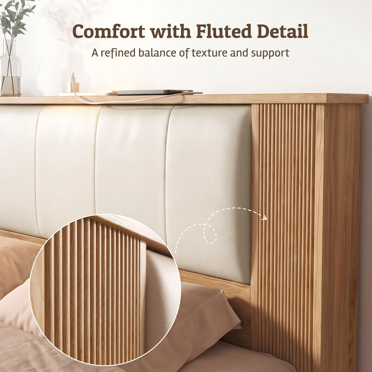 Artiss King Single Bed Frame with 2 Drawers, PU Leather Headboard & Charging Station