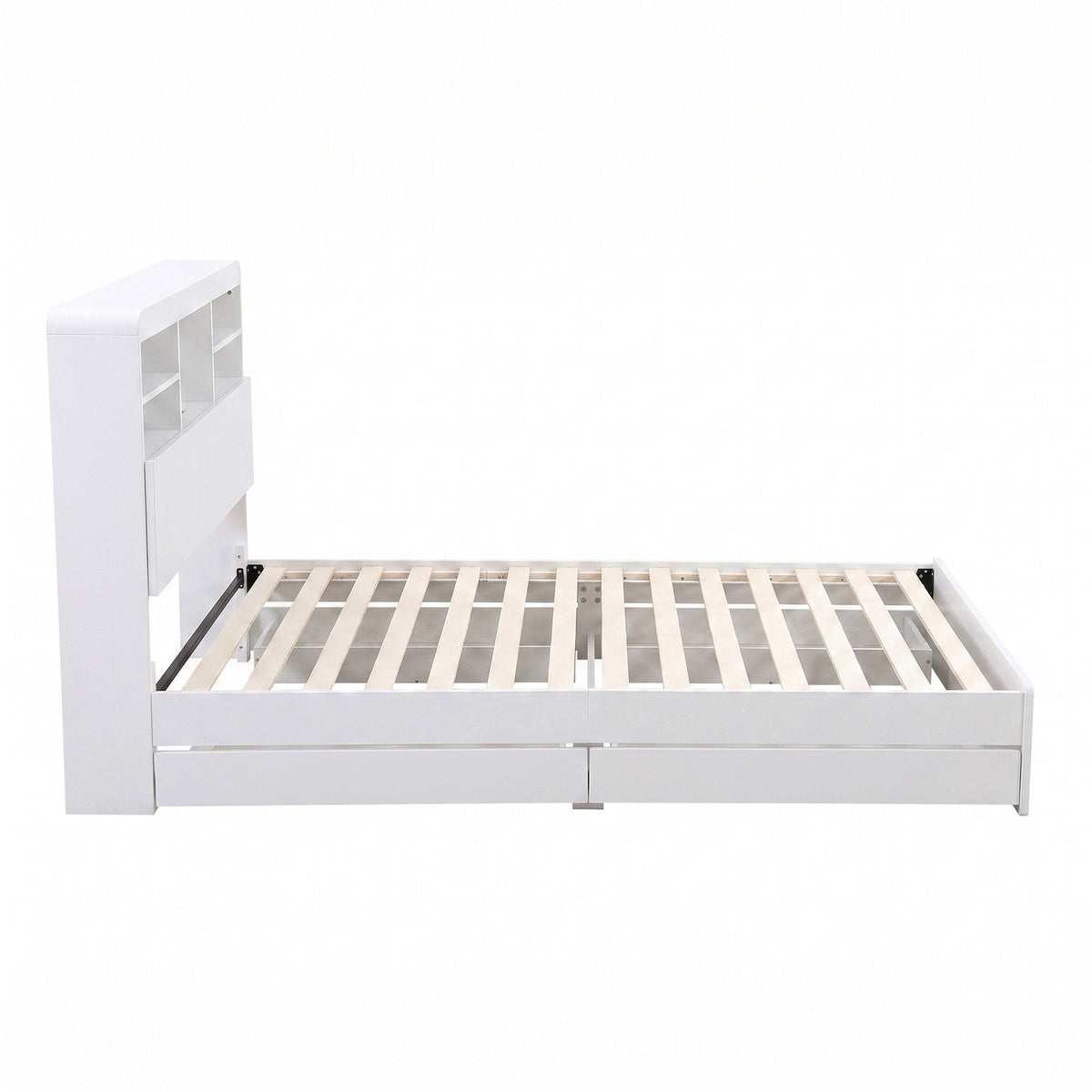Artiss King Single Bed Frame with Storage, 4 Drawers, USB and Night Light White