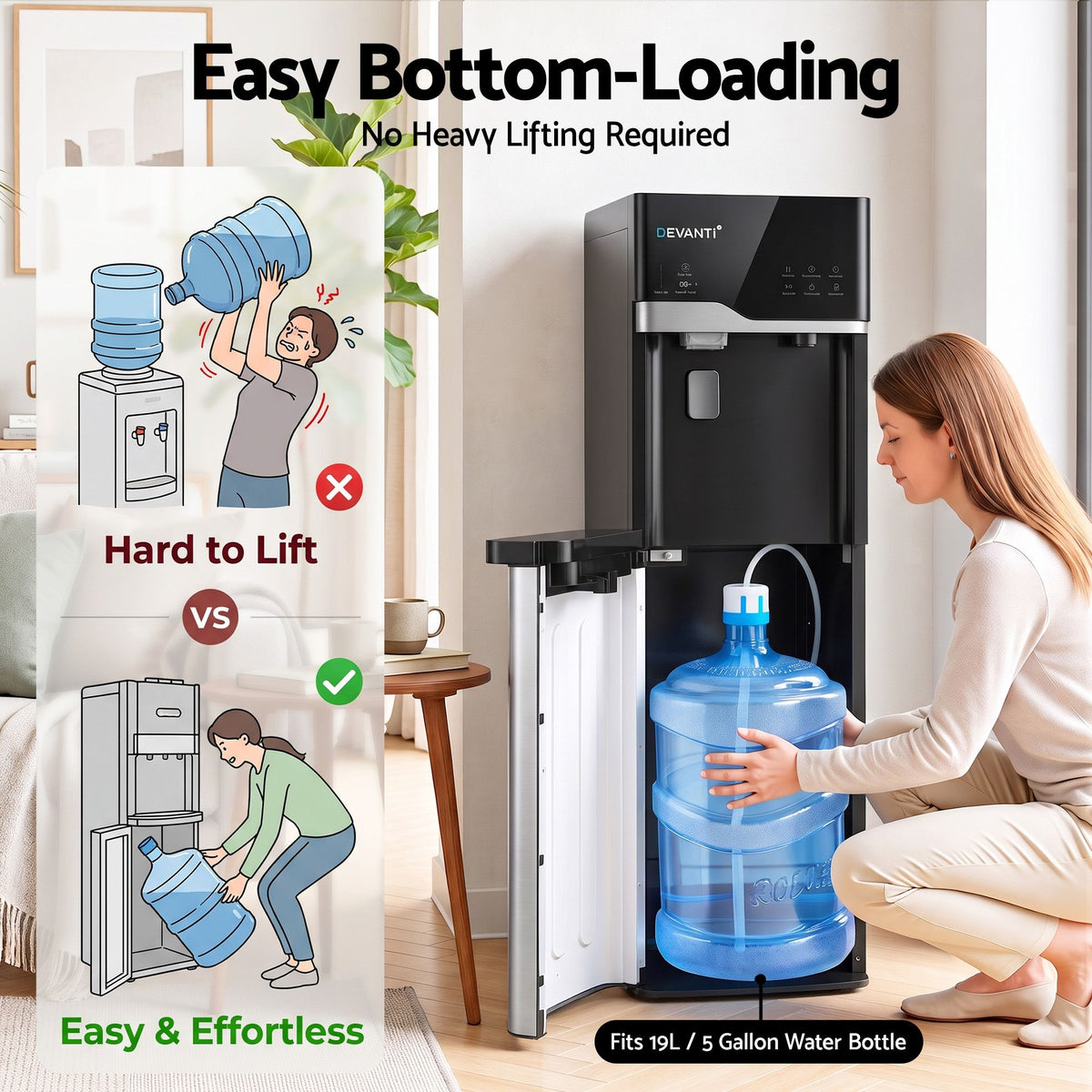 Devanti Bottom Loading Water Cooler Dispenser with Ice Maker