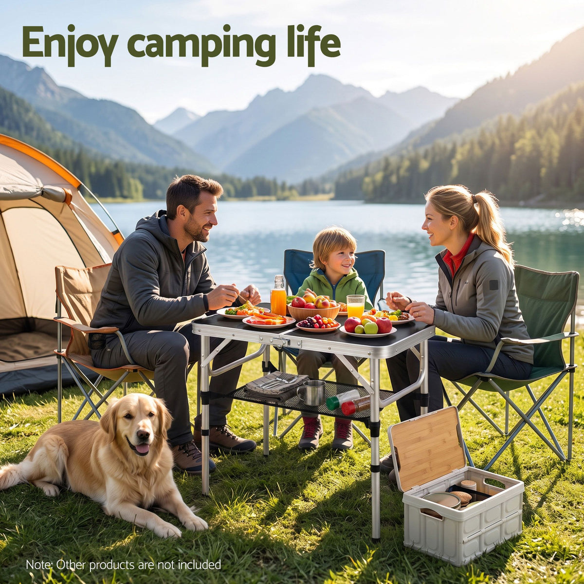 Weisshorn Folding Camping Table Adjustable Aluminium 60 x 40 cm Black