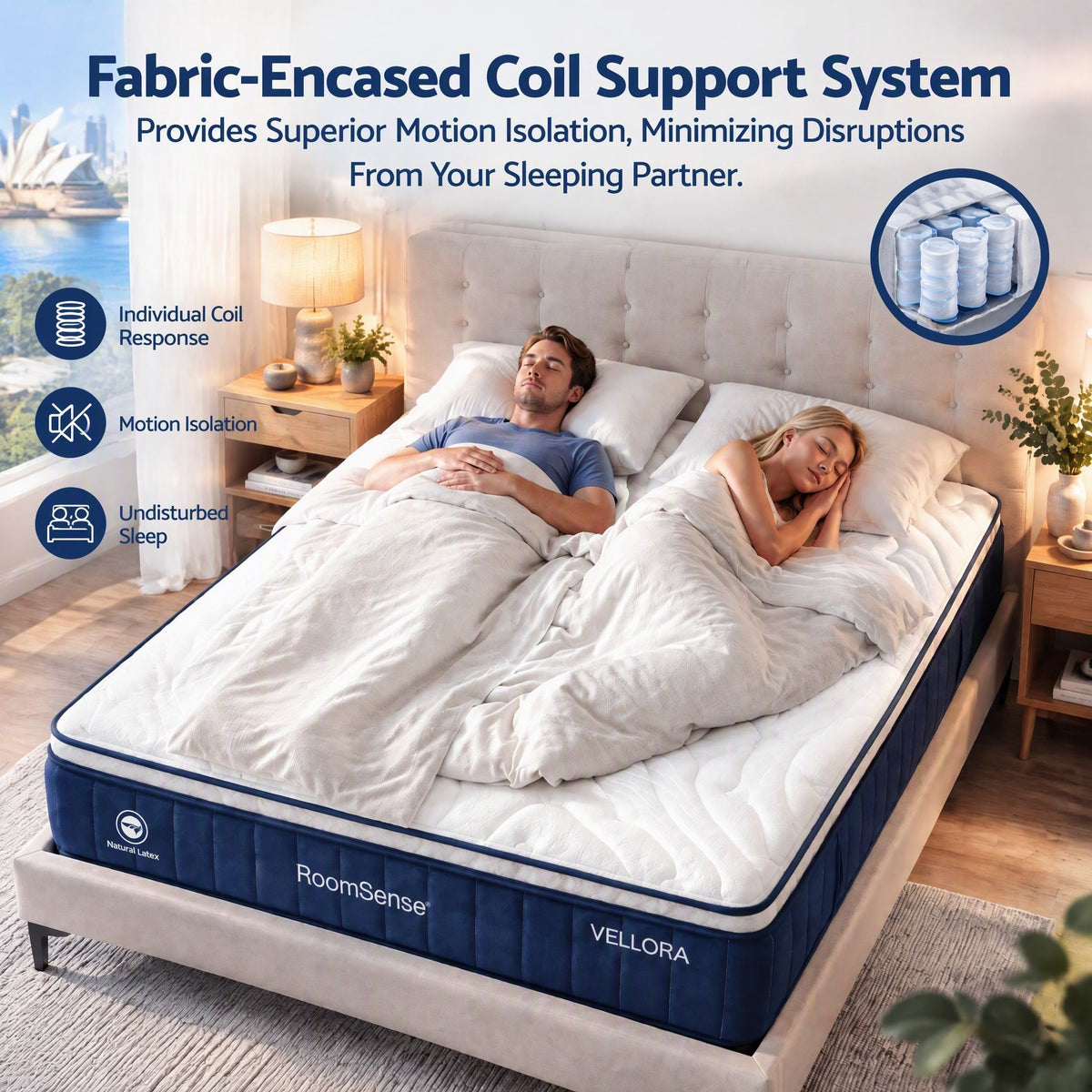 RoomSense Double Mattress , 30cm Medium Firm Hybrid Mattress with Latex Lumbar Support for Back Pain Relief , Pocket Spring Mattress Double Size in a Box