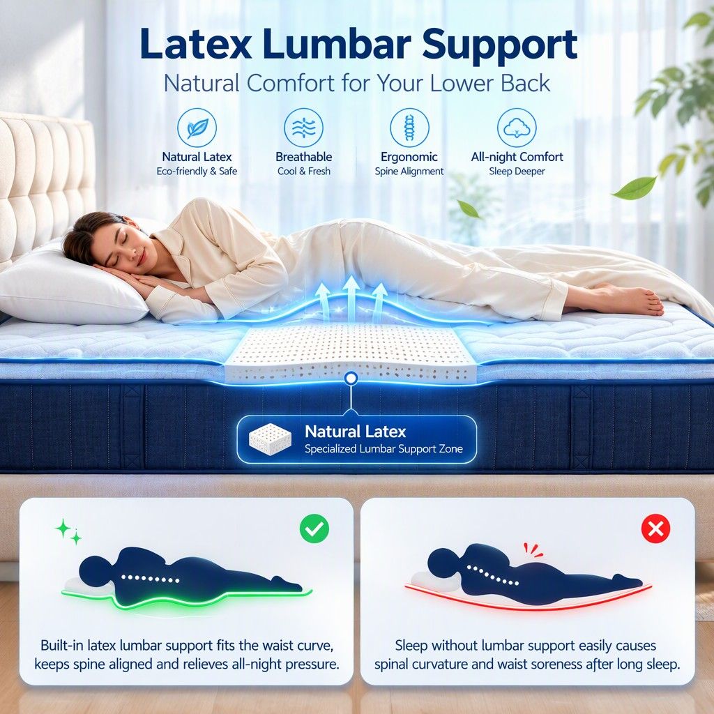 RoomSense King Mattress , 30cm Medium Firm Hybrid Mattress with Latex Lumbar Support for Back Pain Relief , Pocket Spring Mattress King Size in a Box
