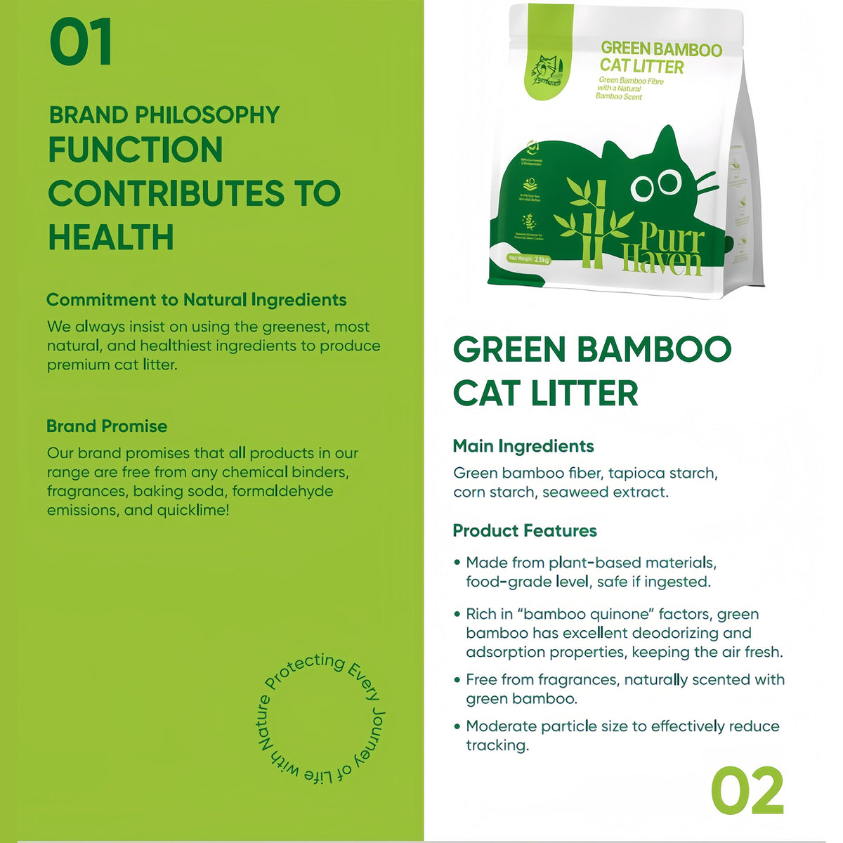 PurrHaven Bamboo Clumping Cat & Kitty Litter, 15kg (6 Pack),Dust Free,Natural Flusable,Easy to Clean,Odour Neutraliser,Rapid Liquid Absorption,Non-Toxic Formula