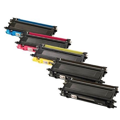 Compatible Brother Colour 5 Pack TN251 BK x 2, TN255 C,M,Y