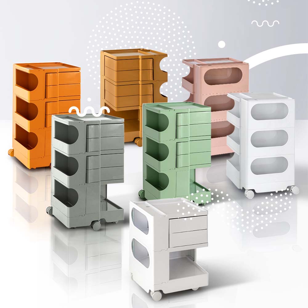 ArtissIn Storage Trolley Bedide Table 3 Tier Cart Boby Replica Orange