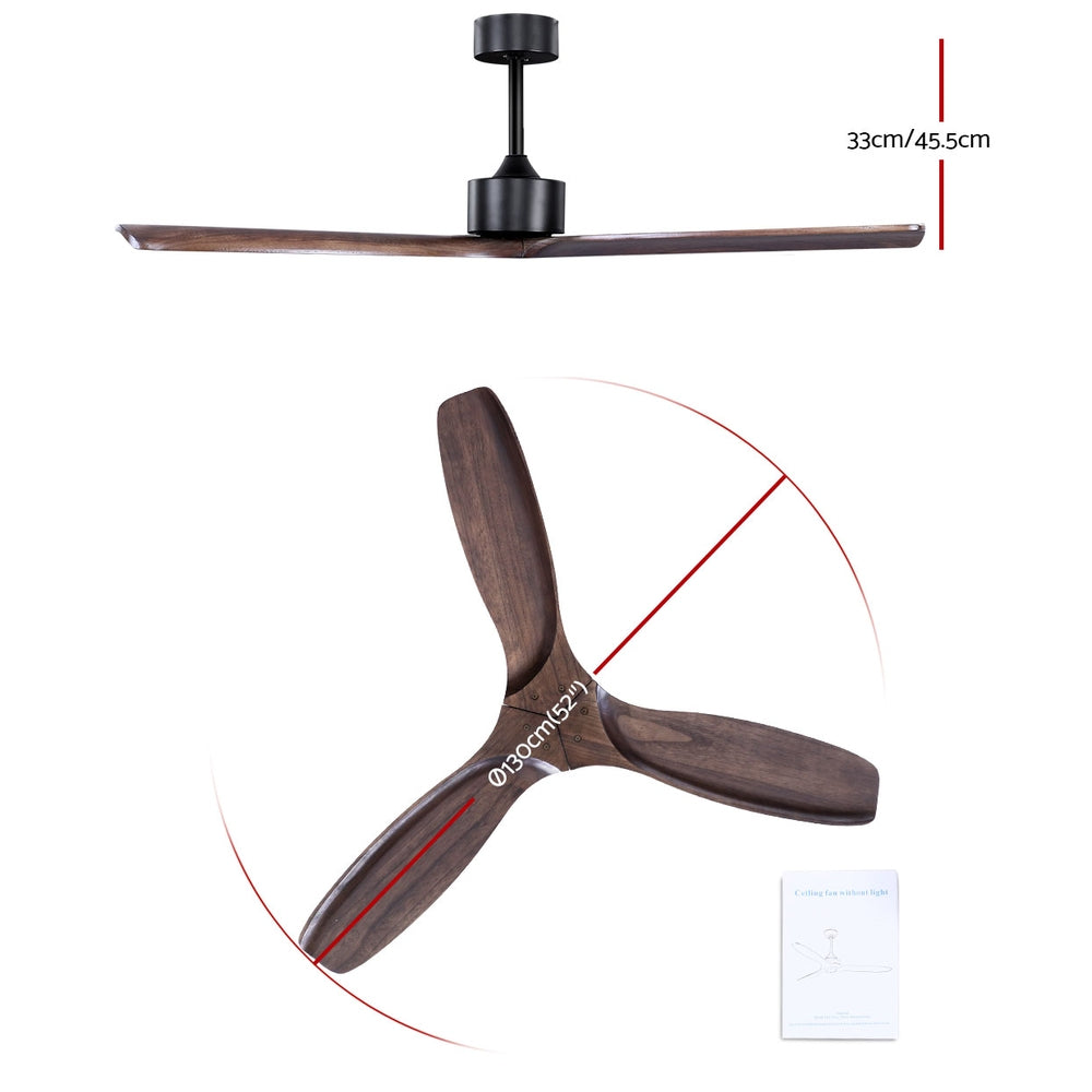 Devanti 52'' Ceiling Fan AC Motor 3 Blades w/Remote - Dark Wood