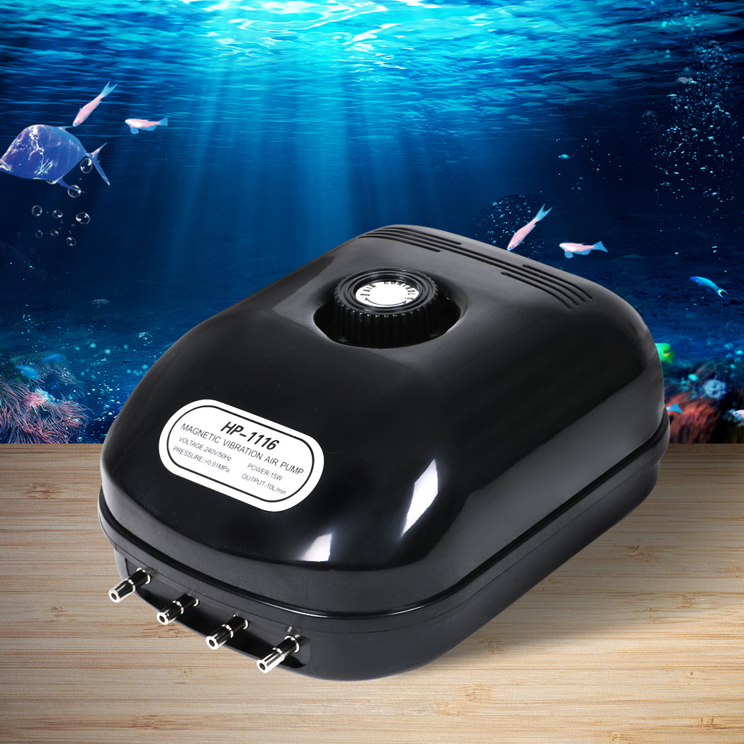 Aquarium Air Pump 4 Outlet Oxygen Aqua Fountain Pond Aerator Water Fish Tank