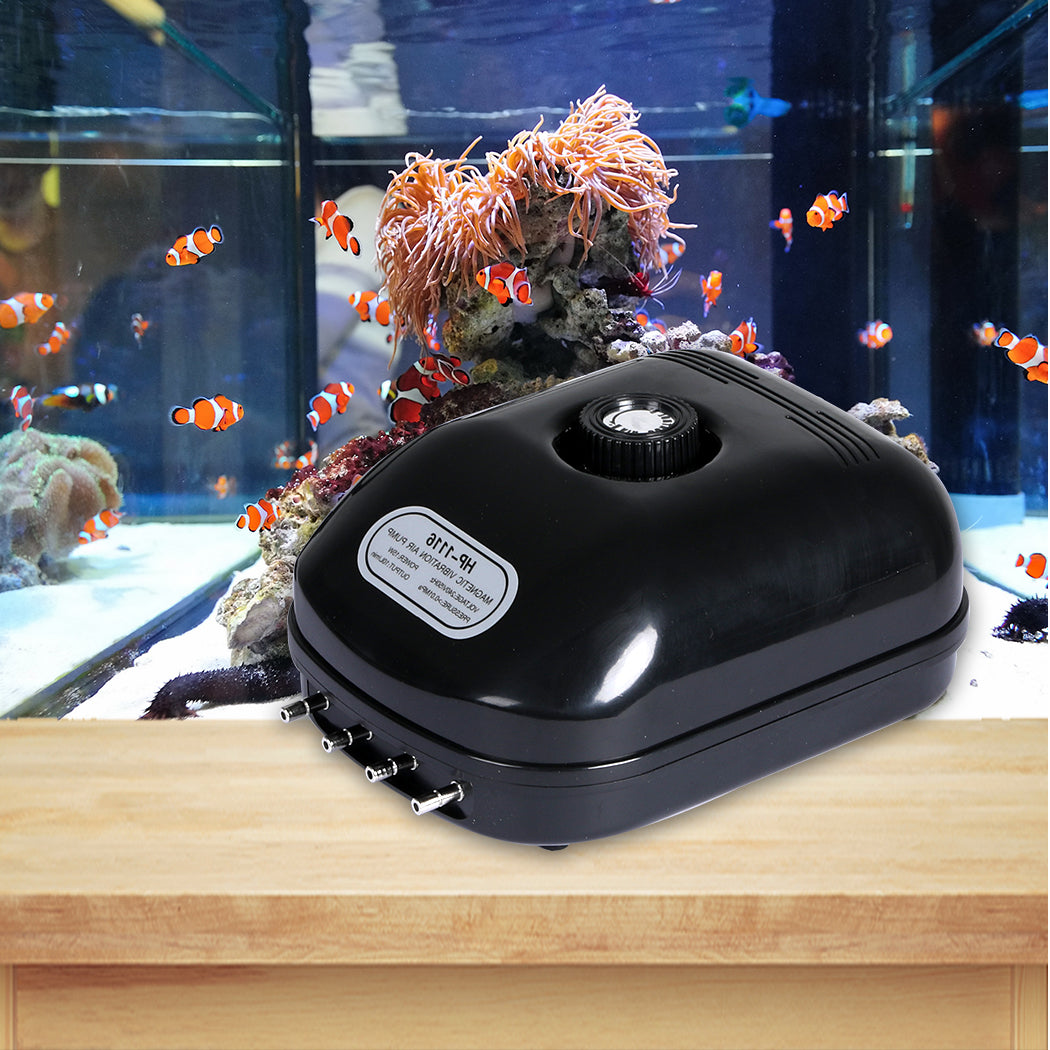 Aquarium Air Pump 4 Outlet Oxygen Aqua Fountain Pond Aerator Water Fish Tank