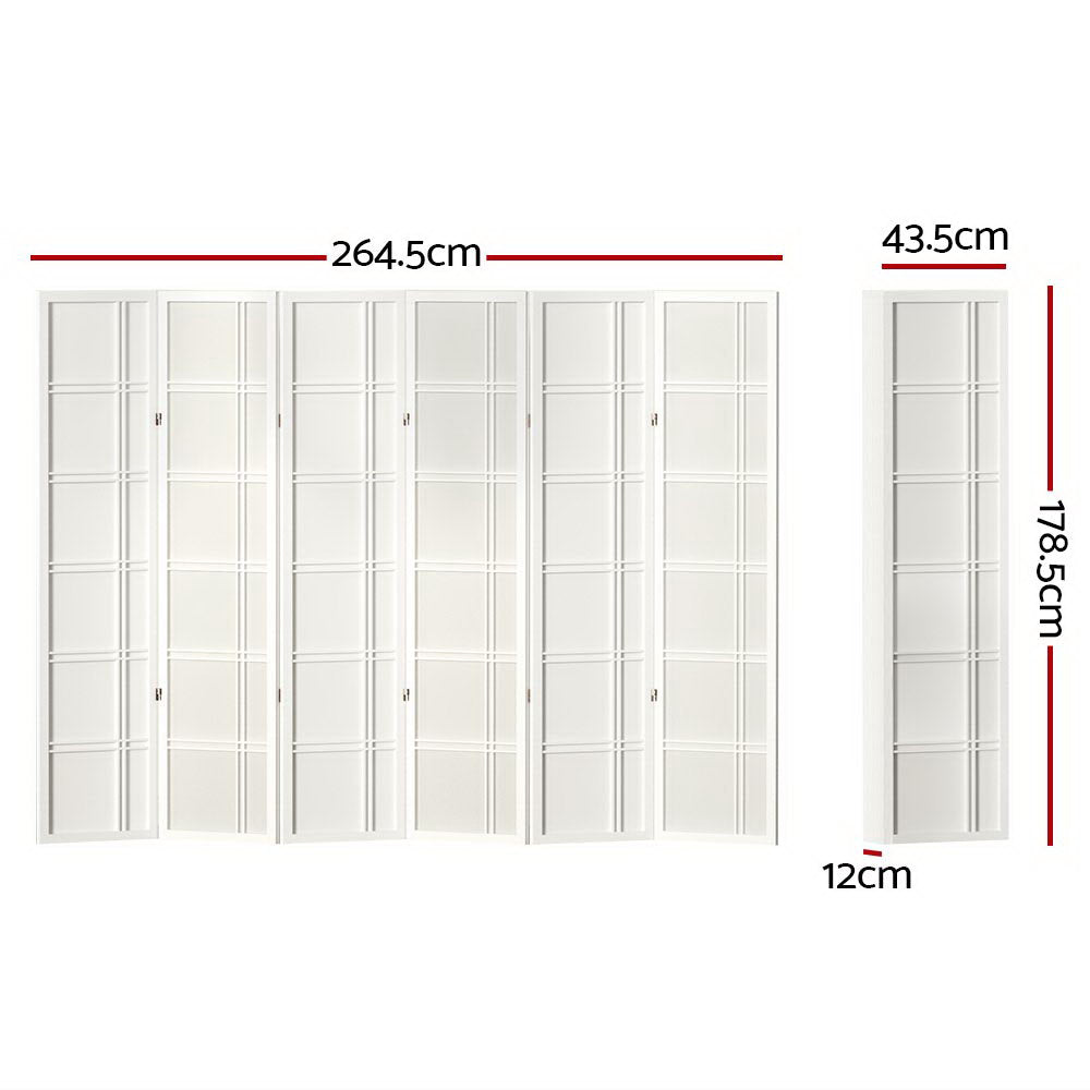 Artiss Room Divider Screen Privacy Wood Dividers Stand 6 Panel Nova White