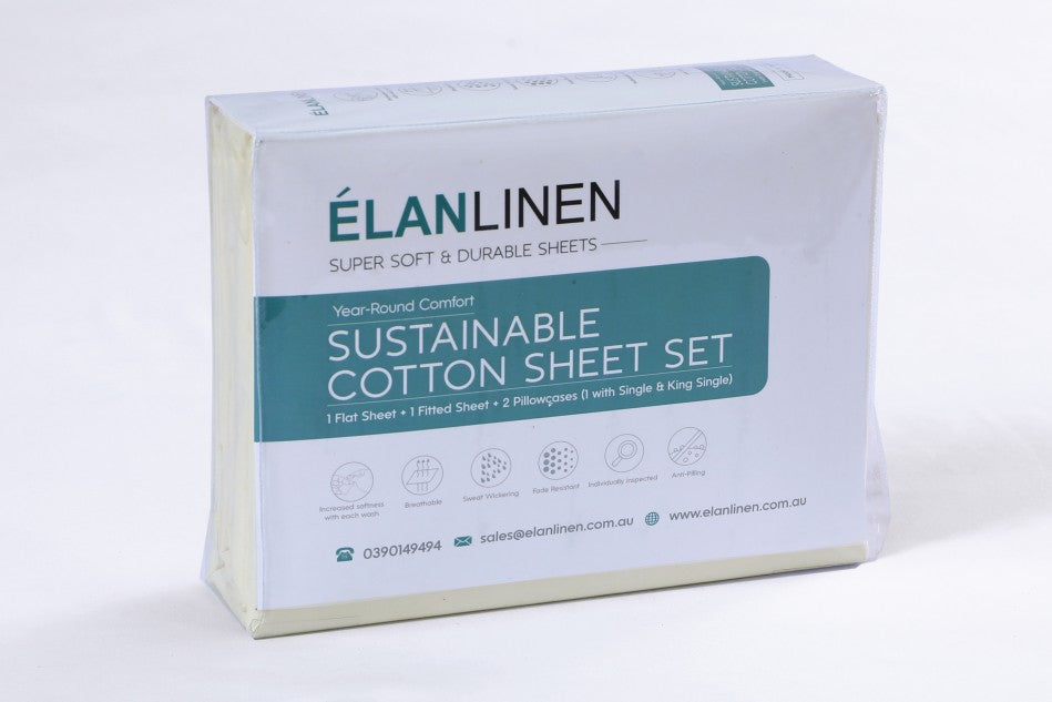 Elan Linen 1200TC Organic Cotton Cream King Bed Sheet Set