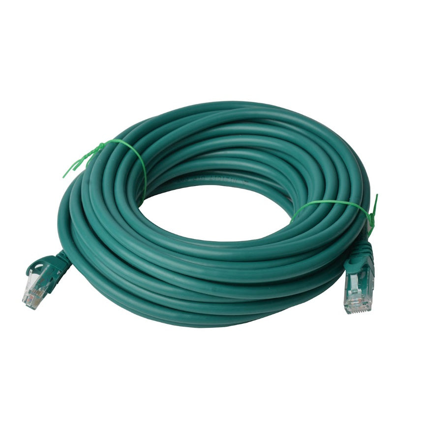 8WARE Cat6a UTP Ethernet Cable 50m Snagless Green