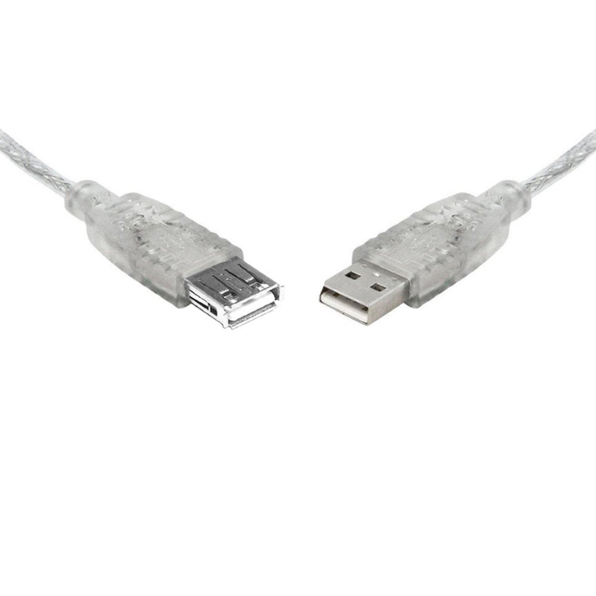 8WARE USB 2.0 Extension Cable 5m A to A Male to Female Transparent Metal Sheath Cable