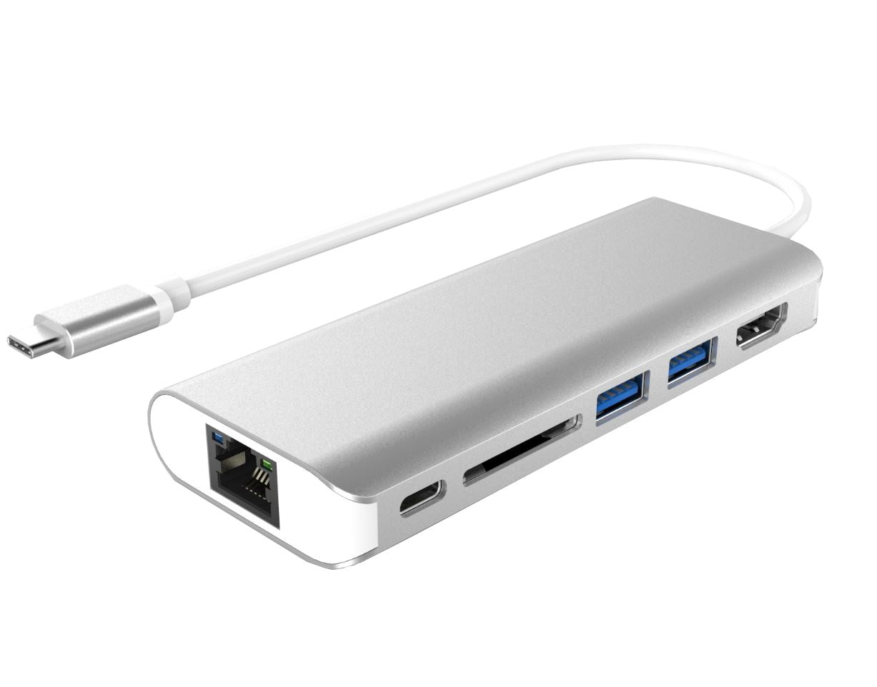 ASTROTEK All-in-One Dock Thunderbolt USB-C 3.1 Type-C to HDMI+USB3.0+Card Reader+RJ45 Gigabit LAN+TypeC PD Function for Macbook Pro CBAT-UTYPEC-DOCK2