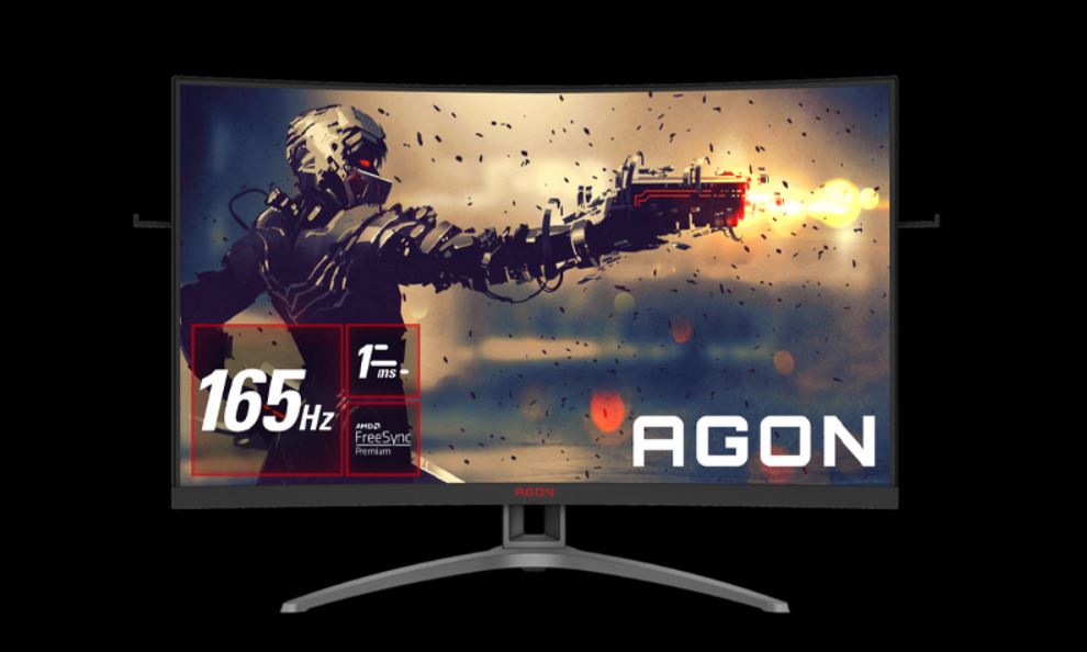 AOC AGON 31.5\' VA Curved 1500R, FHD 1ms,165Hz Free-Sync Premium, HDR Ready, Light FX, Flicker Free, Low Blue Light