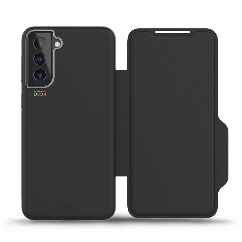 FORCE TECHNOLOGY Monaco Wallet Case for Samsung Galaxy S21 5G - Black (EFCFLSG270BSG), 6m Military Standard Drop Tested, Convenient card/cash pockets, Slim design