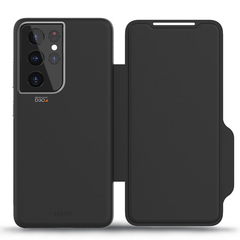 FORCE TECHNOLOGY Monaco Wallet Case for Samsung Galaxy S21 Ultra 5G - Black (EFCFLSG272BSG), 6m Military Standard Drop Tested, Convenient card/cash pockets