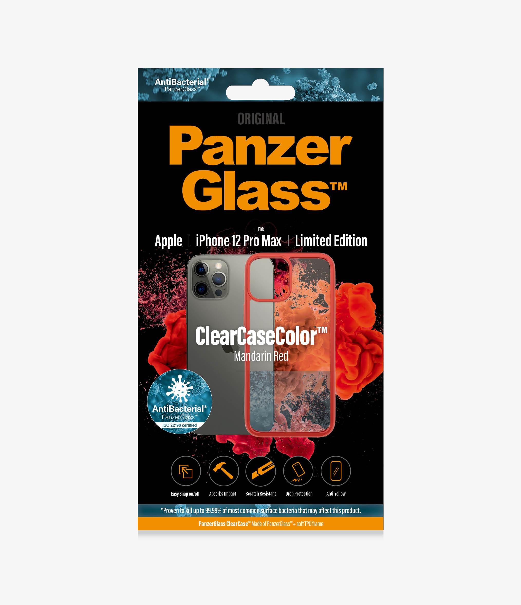 PANZER GLASS ClearCaseColor Apple iPhone 12 Pro Max - Mandarin Red Limited Edition (0281) Most powerful ClearCase ever