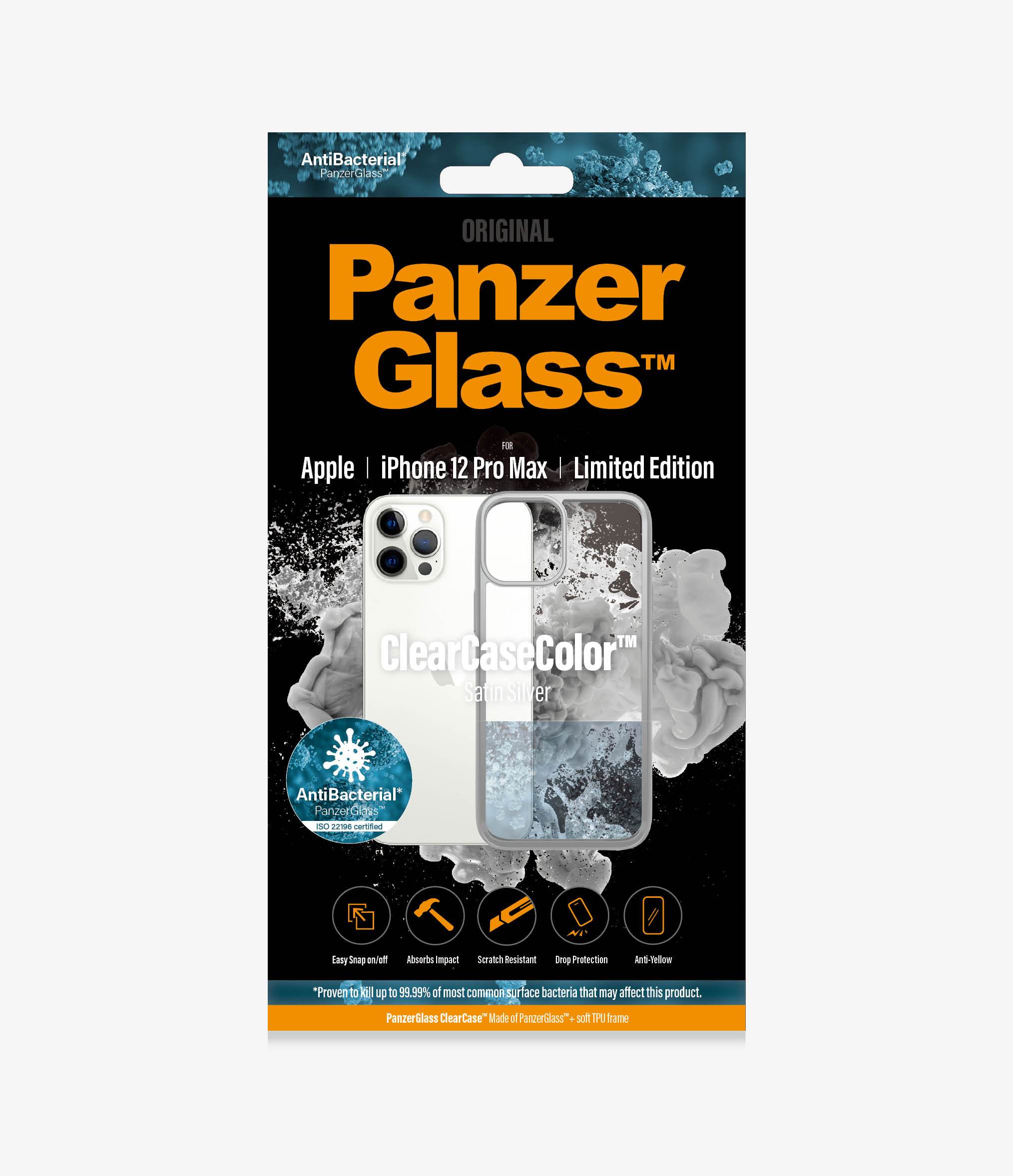 PANZER GLASS ClearCaseColor Apple iPhone 12 Pro Max - Satin Silver Limited Edition (0272) Most powerful ClearCase ever