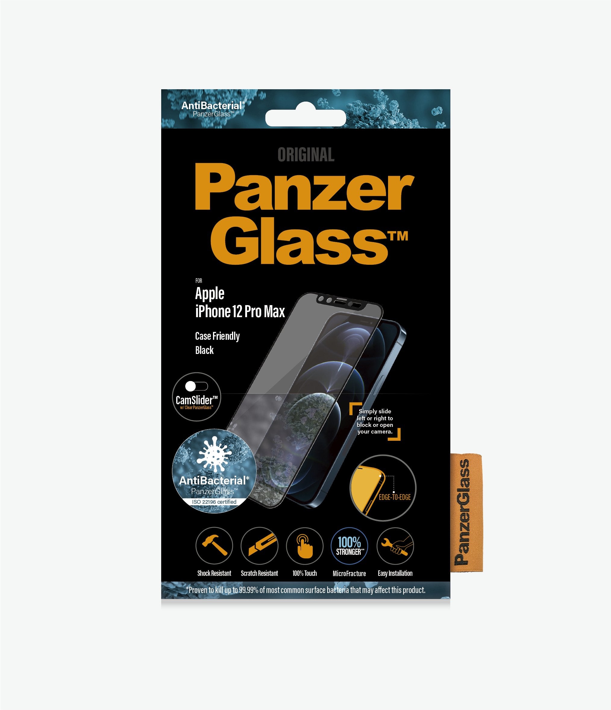 PANZER GLASS iPhone 12 Pro Max - Black - CamSlider Screen Protector (2715) Easy to install