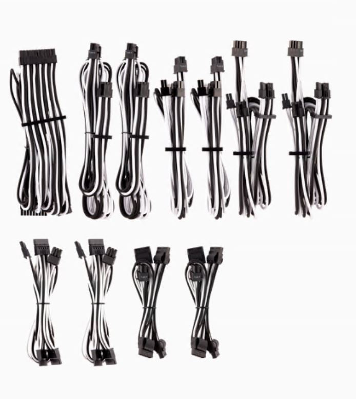 CORSAIR Corsair PSU - WHITE/BLACK Premium Individually Sleeved DC Cable Pro Kit, Type 4 (Generation 4)