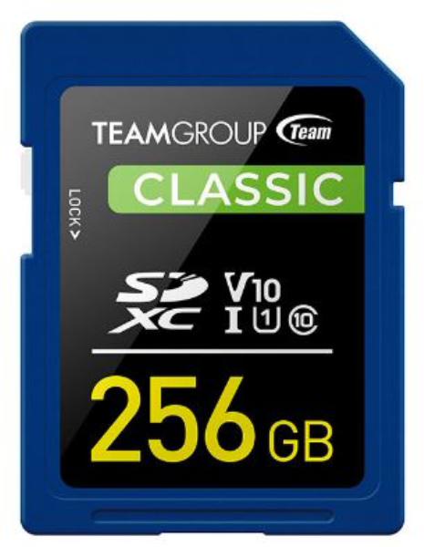 Team Classic SD Memory Card - 256GB - UHS (Ultra) Speed Class 1(U1), Supports Video Speed Class 10(V10).