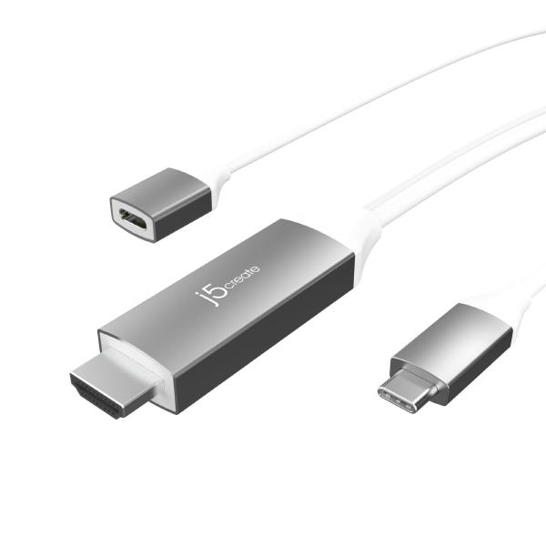 J5create JCC155G USB-C to 4K HDMI Cable With PD100W Pass-Through (USB-C Female port enable syou to connect and charge device)