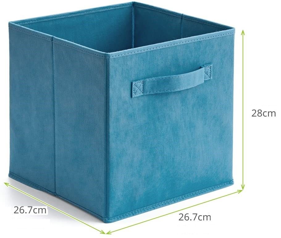 Pack of 6 Foldable Fabric Basket Bin, Collapsible Storage Cube for Nursery, Office, Home Decor, Shelf Cabinet, Cube Organizers (Niagra Blue)