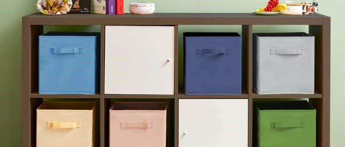 Pack of 6 Foldable Fabric Basket Bin, Collapsible Storage Cube for Nursery, Office, Home Decor, Shelf Cabinet, Cube Organizers (Niagra Blue)