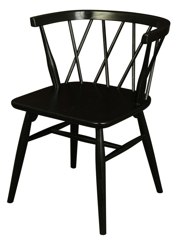 Sierra Cross Back Oak Chair - Set of 2 (Black)