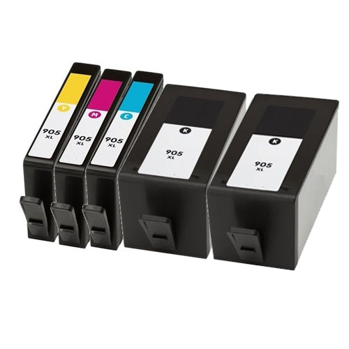 Compatible Premium 905XL High Yield Inkjet Cartridges Set of 5 - 2BK,1C,1M,1Y (T6M05AA - T6M17AA) - for use in HP Printers