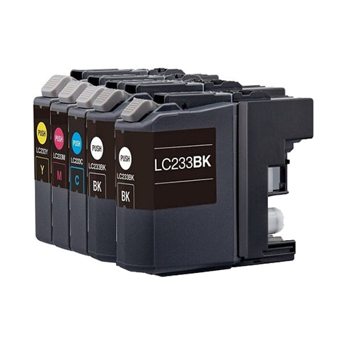 Compatible Premium LC233 Ink Cartridges Set of 5 - 2BK,1C,1M,1Y - for use in Brother Printers