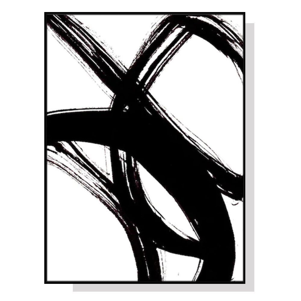 80cmx120cm Minimalist Black Artwork Black Frame Canvas Wall Art
