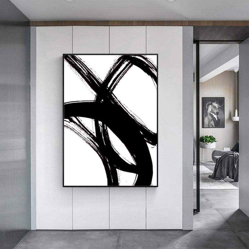 80cmx120cm Minimalist Black Artwork Black Frame Canvas Wall Art