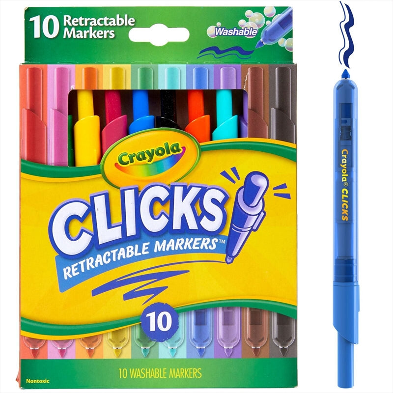 Crayola Clicks Washable Retractable Markers Assorted Pack Of 10