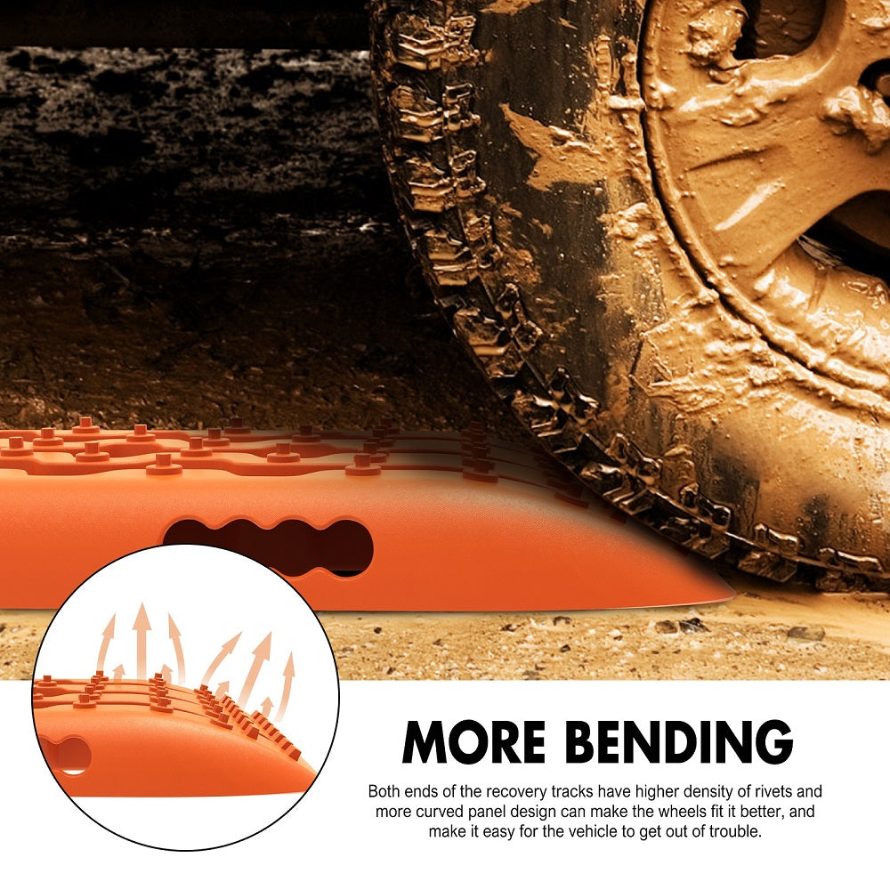 X-BULL 4WD Recovery tracks 10T 2 Pairs/ Sand tracks/ Mud tracks/ Mounting Bolts Pins Gen 2.0 -Orange