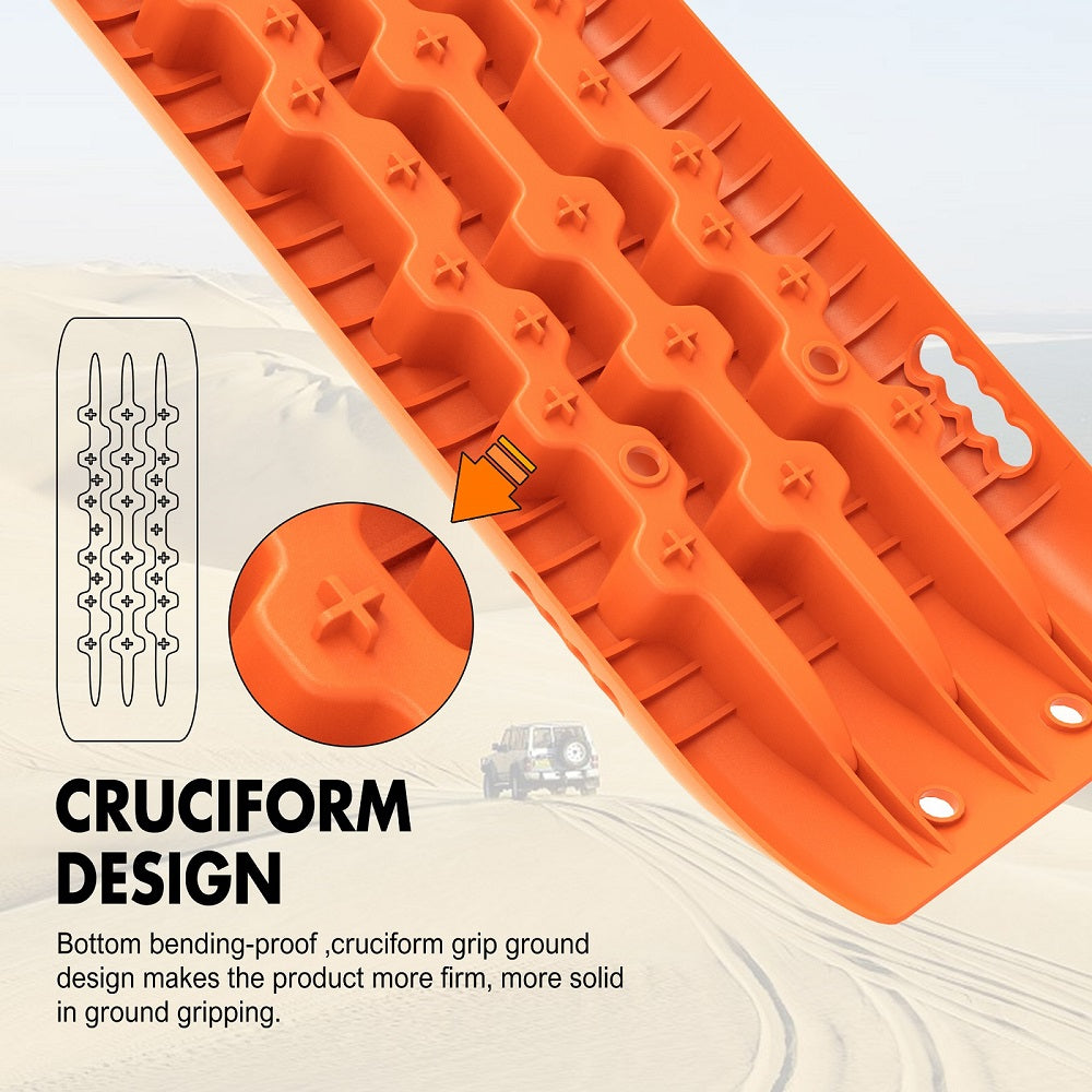 X-BULL 4WD Recovery tracks 10T 2 Pairs/ Sand tracks/ Mud tracks/ Mounting Bolts Pins Gen 2.0 -Orange