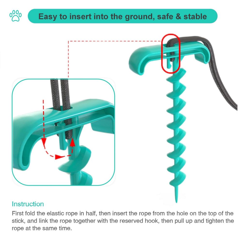 Portable Dog Tie-out Stick Set Outdoor Interactive Tug of War Toy