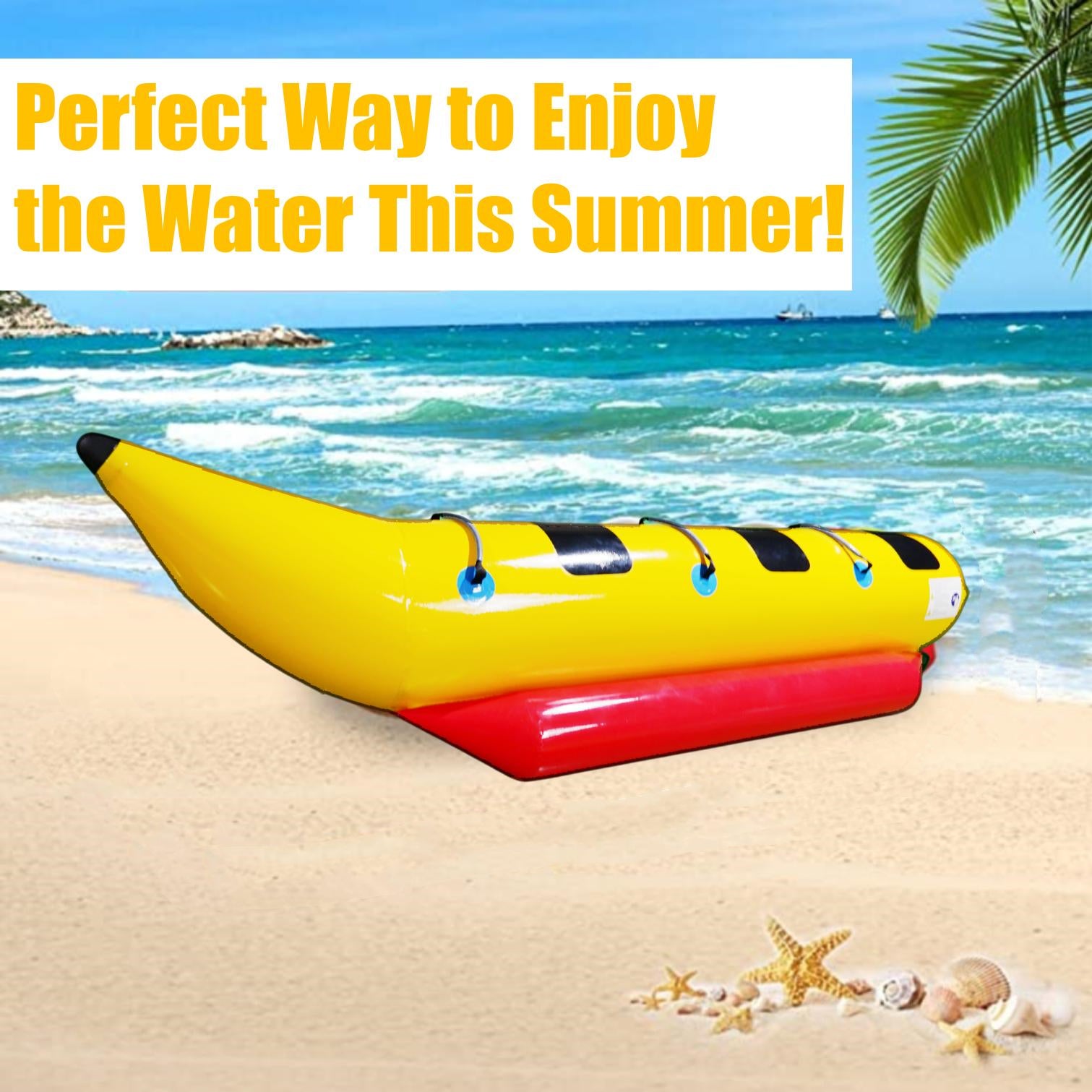 Inflatable Boat Tube 3-Person Towable Tube For Boating Banana Float